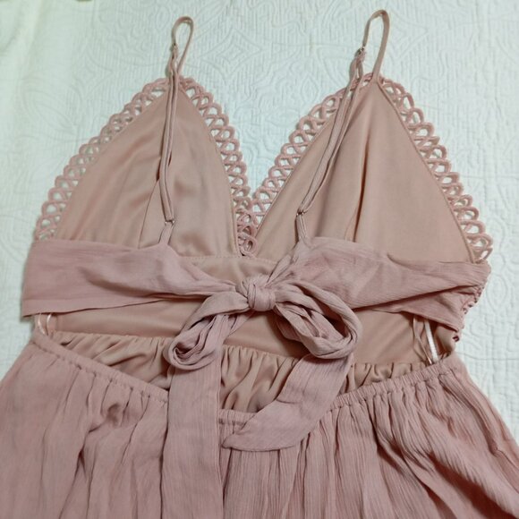 Revamped Dress Pink Lace Crochet Detail Summer Size L Midi Womens - Picture 7 of 11